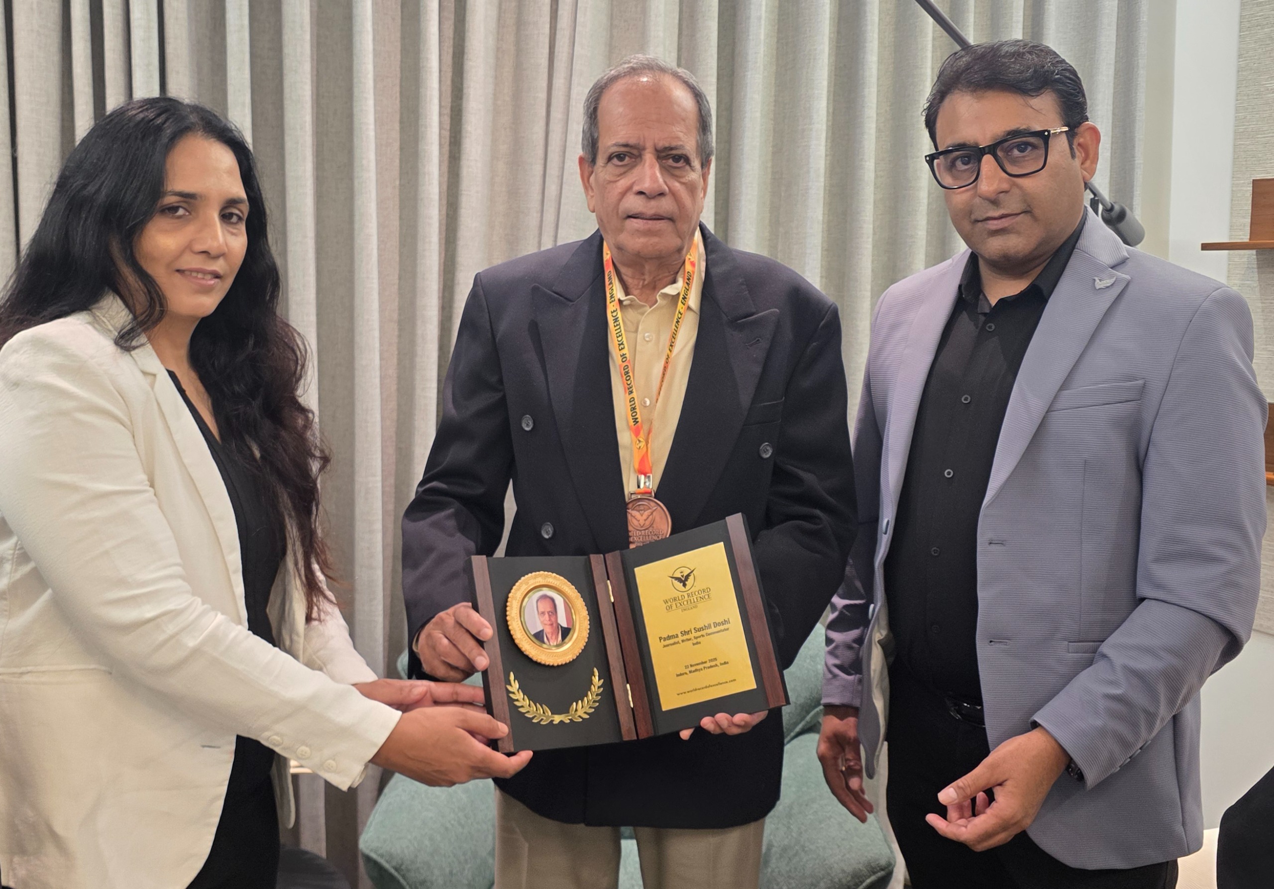 पद्मश्री सुशील दोशी को इंग्लैंड के वर्ल्ड रिकॉर्ड ऑफ़ एक्सीलेंस में किया शामिल